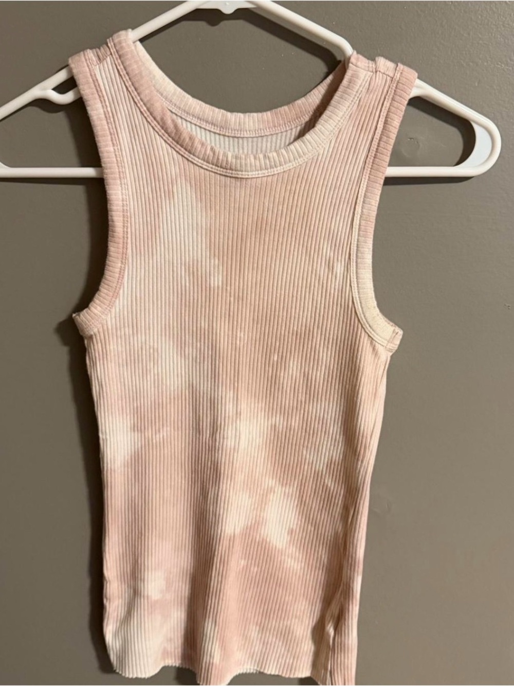 Ribbed Tie-Dye Tank Top - Light Pink & Cream